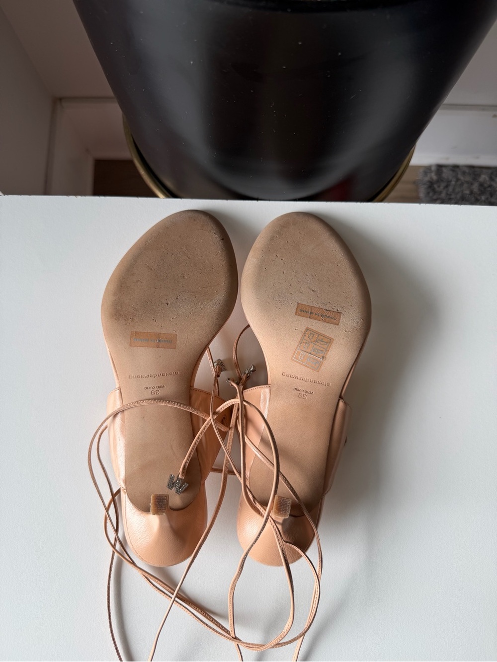 Alexander Wang Nude Pink Leather Thong Sandals - Picture 4 of 6